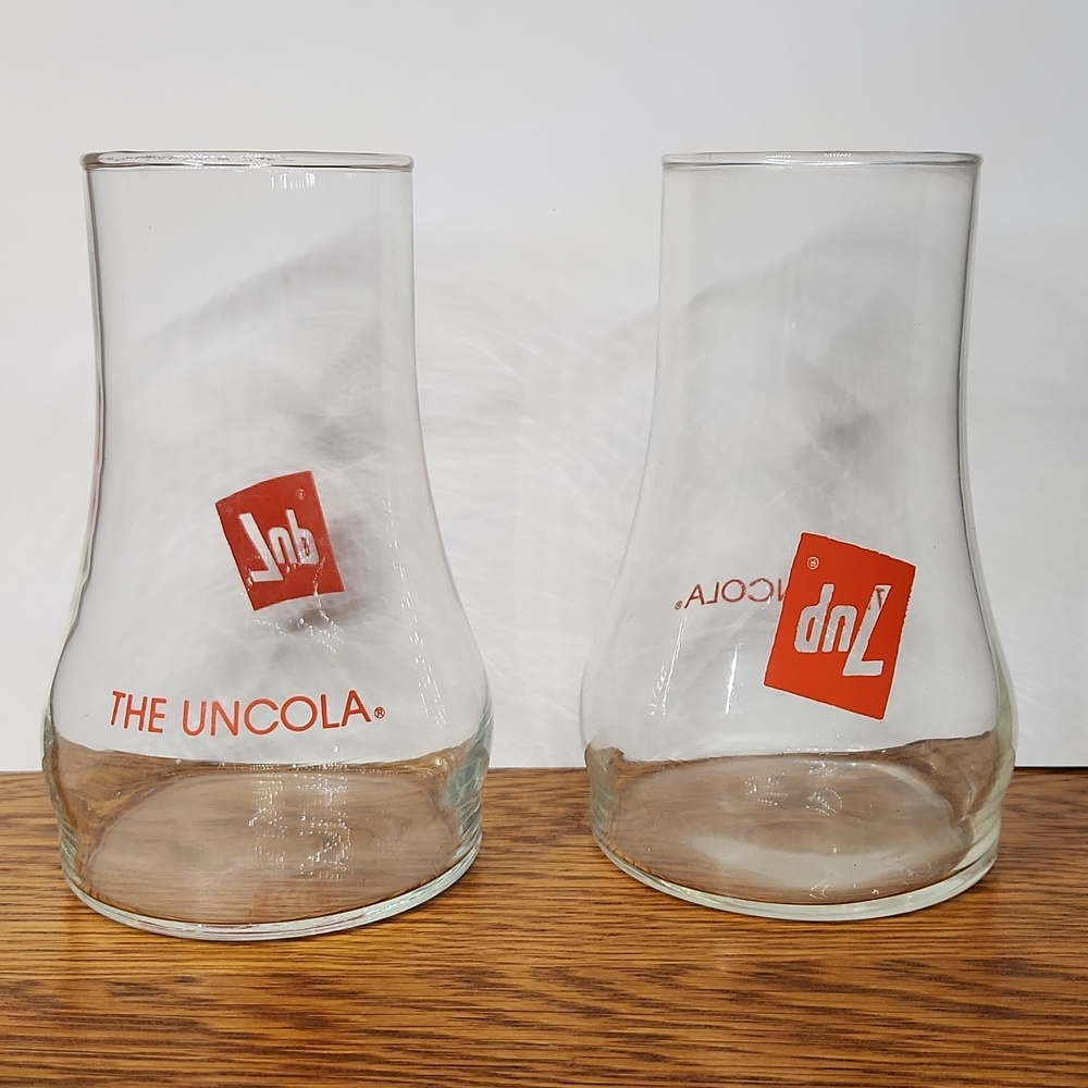 7up Uncola Upside Down Glasses set of 2